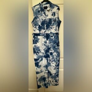Wildfang Blue & White Tie-Dye Sleeveless Jumpsuit